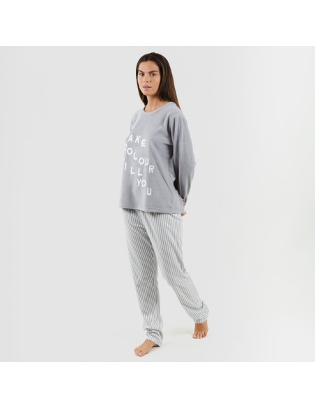 Pijama polar Emiro gris medio pijamas-mujer