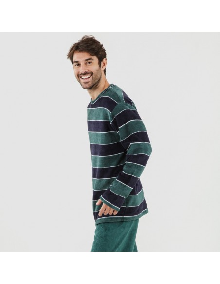 Pijama coral hombre Lorenzo verde comprar-pijamas-largos-hombre