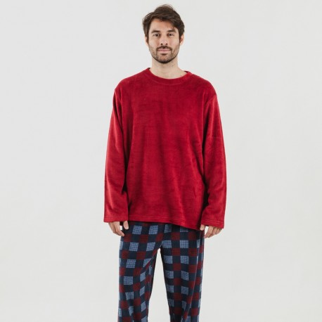 Pijama coral hombre Blas burdeos comprar-pijamas-largos-hombre