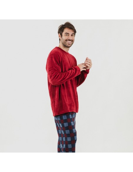 Pijama coral hombre Blas burdeos Pijama coral hombre Blas burdeos