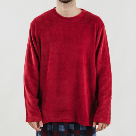 Pijama coral hombre Blas burdeos