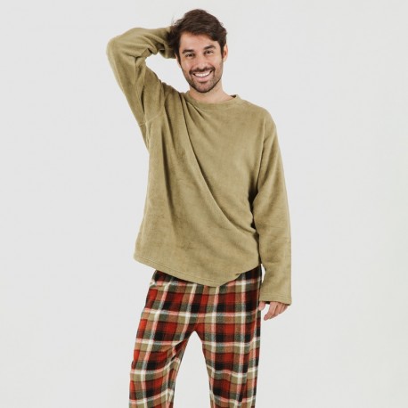 Pijama coral hombre Lucho verde comprar-pijamas-largos-hombre