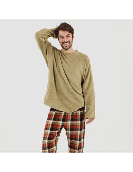 Pijama coral hombre Lucho verde comprar-pijamas-largos-hombre