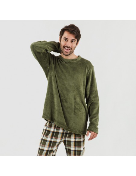 Pijama coral hombre Cuadro Aperol verde caceria comprar-pijamas-largos-hombre