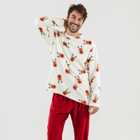 Pijama coral hombre Rudolf burdeos Talla de Ropa M