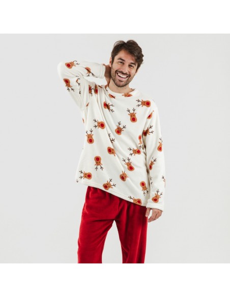 Pijama coral hombre Rudolf burdeos comprar-pijamas-largos-hombre