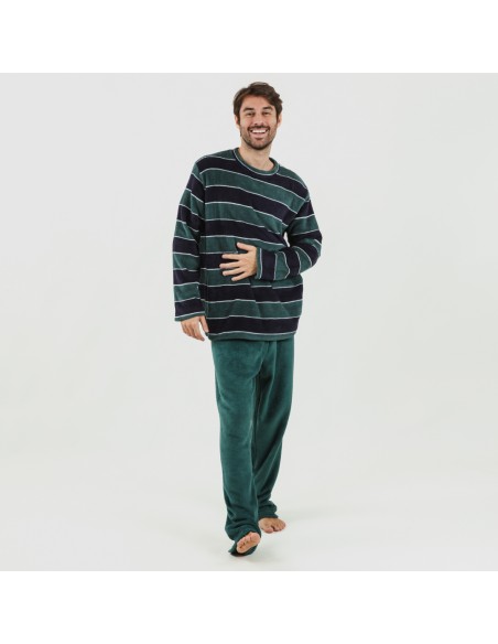 Pijama coral hombre Lorenzo verde comprar-pijamas-largos-hombre