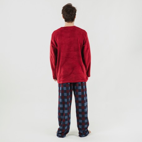 Pijama coral hombre Blas burdeos