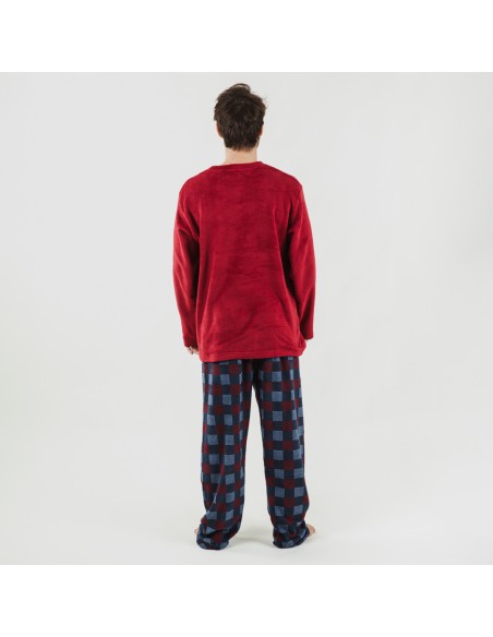 Pijama coral hombre Blas burdeos Pijama coral hombre Blas burdeos