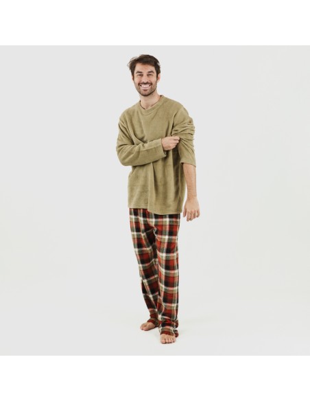 Pijama coral hombre Lucho verde comprar-pijamas-largos-hombre
