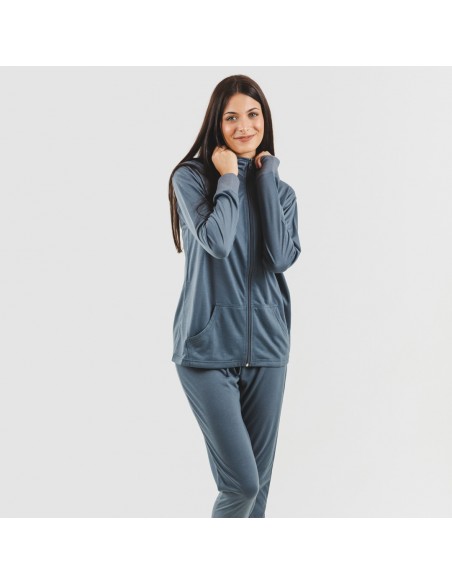 Conjunto deportivo chaqueta cremallera mujer indigo