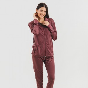 Conjunto deportivo chaqueta cremallera mujer berenjena 2