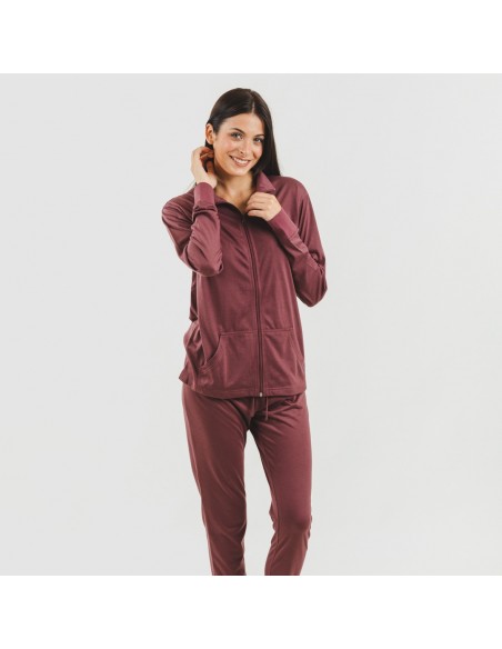 Conjunto deportivo chaqueta cremallera mujer berenjena Conjunto deportivo chaqueta cremallera mujer berenjena
