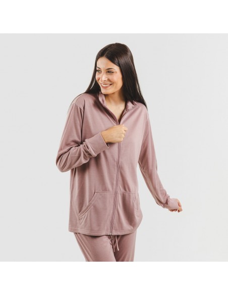 Conjunto deportivo chaqueta cremallera mujer malva Conjunto deportivo chaqueta cremallera mujer malva