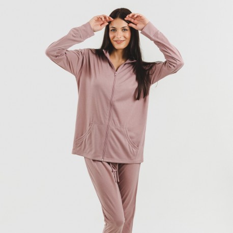 Conjunto deportivo chaqueta cremallera mujer malva