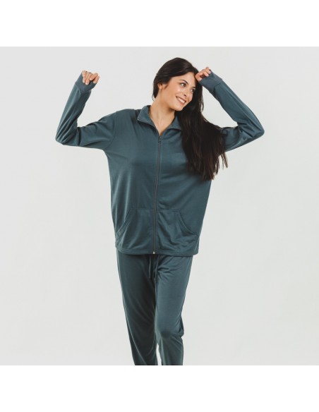 Conjunto deportivo chaqueta cremallera mujer verde azulado Conjunto deportivo chaqueta cremallera mujer verde azulado