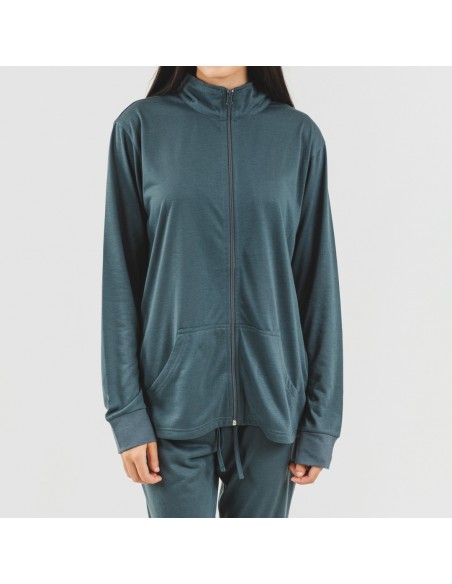 Conjunto deportivo chaqueta cremallera mujer verde azulado Conjunto deportivo chaqueta cremallera mujer verde azulado