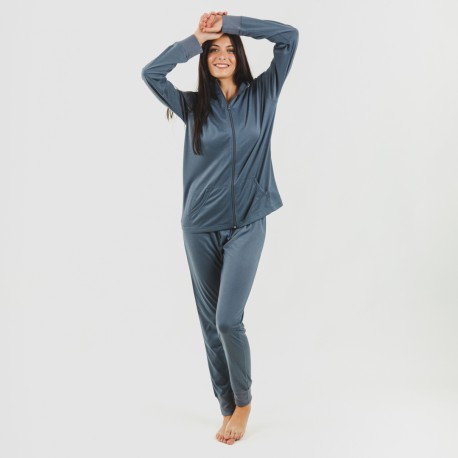 Conjunto deportivo chaqueta cremallera mujer indigo
