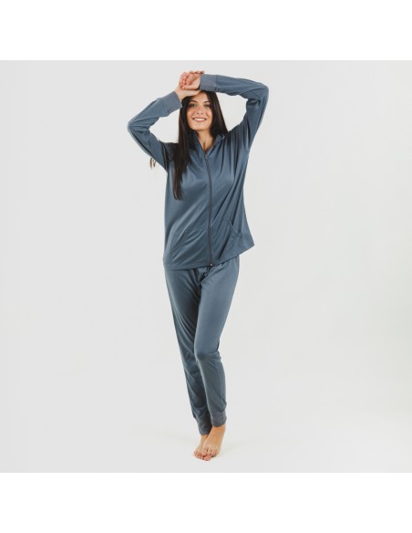 Conjunto deportivo chaqueta cremallera mujer indigo