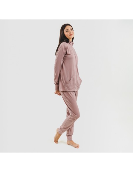 Conjunto deportivo chaqueta cremallera mujer malva Conjunto deportivo chaqueta cremallera mujer malva