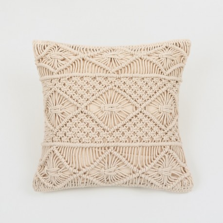 Cojín algodón Macramé Presire natural 45x45 - funda + relleno cojines-cuadrados-estampados