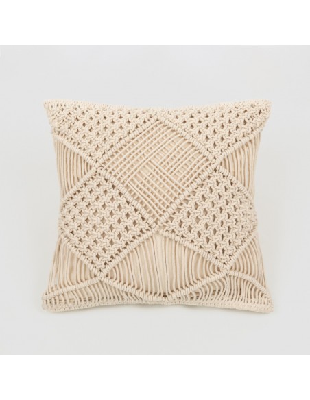 Cojín algodón Macrame Minoto natural 45x45 - funda + relleno