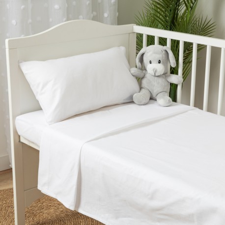 Juego de sábanas algodón lisas cuna Medidas sábanas Minicuna ( 50x80cm)  colores blanco