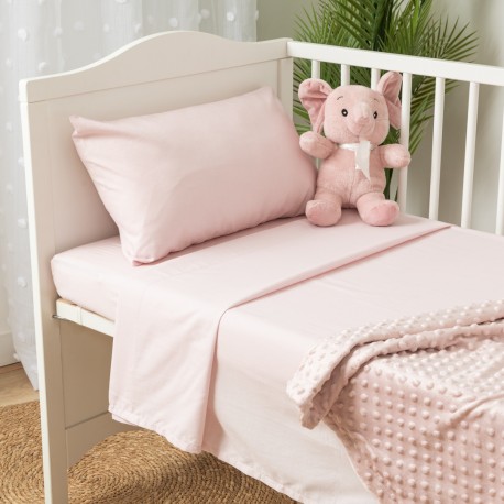 Juego de sábanas algodón lisas cuna Medidas sábanas Minicuna ( 50x80cm)  colores rosa