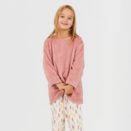 Pijama coral niña Manchitas malva rosa tallas infantiles 9-10 años