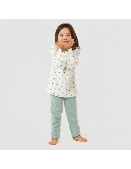 Pijama coral niña Julie verde tiffany comprar-pijama-infantil