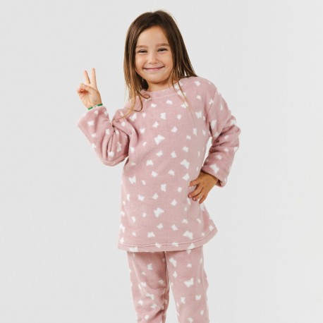 Pijama coral niña Butterflies rosa palo comprar-pijama-infantil