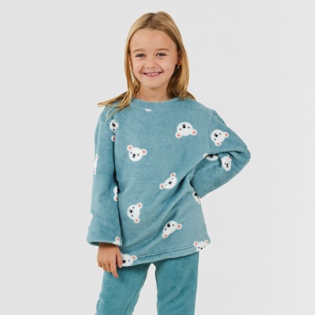Pijama coral niña Blondie verde frances comprar-pijama-infantil