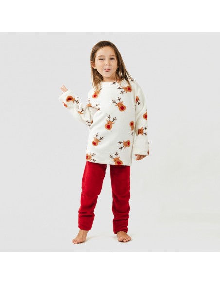 Pijama coral niño Rudolf burdeos comprar-pijama-infantil