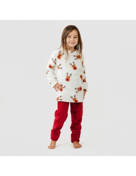 Pijama coral niño Rudolf burdeos comprar-pijama-infantil