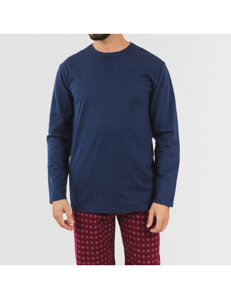 Pijama hombre franela Loui azul marino comprar-pijamas-largos-hombre