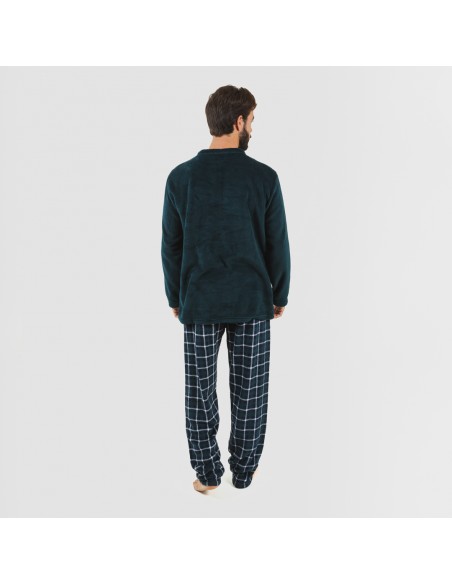 Pijama coral hombre Cuadro Ringo verde comprar-pijamas-largos-hombre