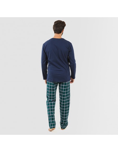 Pijama hombre franela Cuadro Ringo azul marino comprar-pijamas-largos-hombre