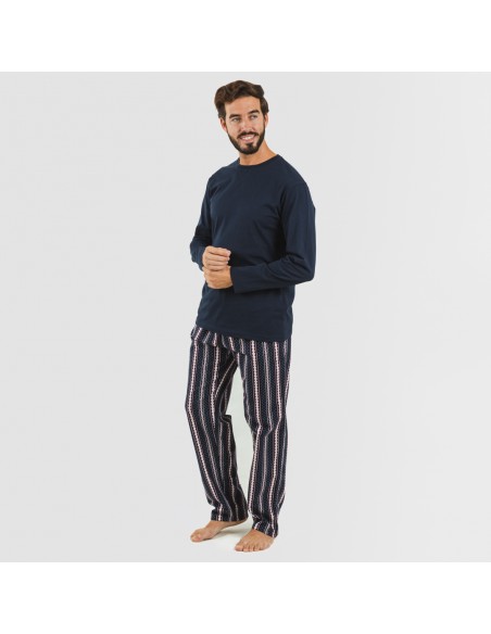 Pijama hombre franela Cronos azul marino comprar-pijamas-largos-hombre