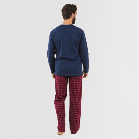 Pijama hombre franela Loui azul marino