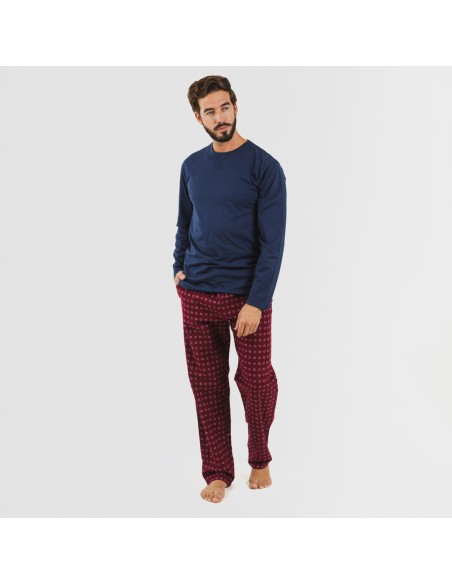 Pijama hombre franela Loui azul marino Pijama hombre franela Loui azul marino