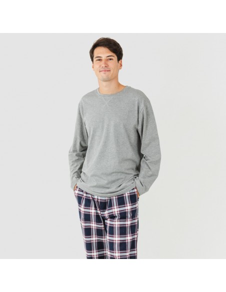 Pijama hombre franela Cuadro Tarso gris Pijama hombre franela Cuadro Tarso gris
