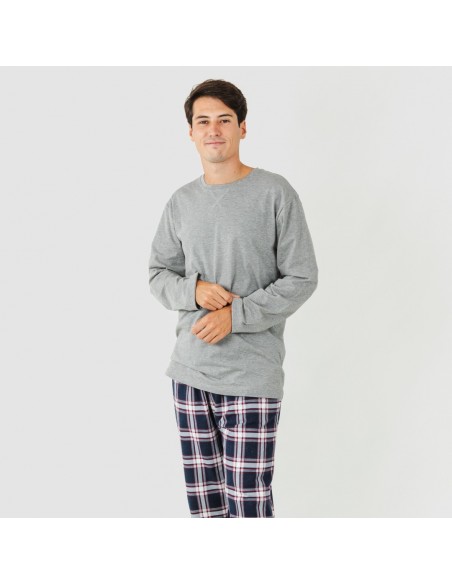 Pijama hombre franela Cuadro Tarso gris Pijama hombre franela Cuadro Tarso gris