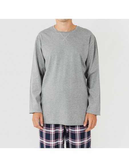 Pijama hombre franela Cuadro Tarso gris Pijama hombre franela Cuadro Tarso gris