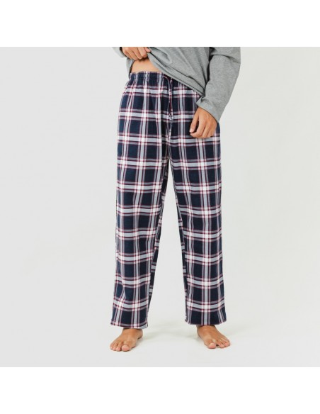Pijama hombre franela Cuadro Tarso gris comprar-pijamas-largos-hombre