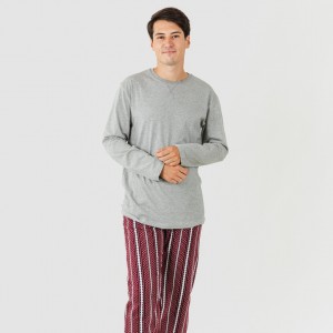 Pijama hombre franela Cronos burdeos