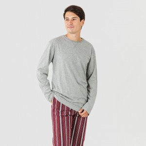 Pijama hombre franela Cronos burdeos 2