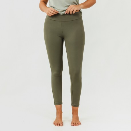 Conjunto deportivo legging largo mujer verde hoja/cacería