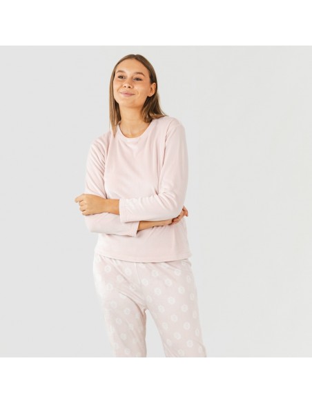 Pijama terciopelo Garbo rosa palo pijamas-mujer