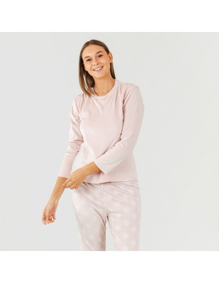 Pijama terciopelo Garbo rosa palo pijamas-mujer