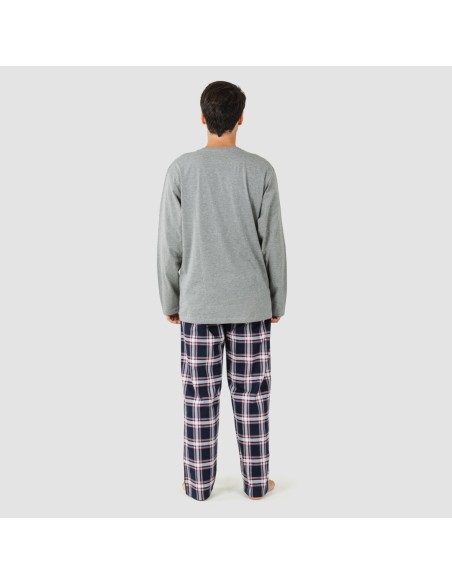 Pijama hombre franela Cuadro Tarso gris comprar-pijamas-largos-hombre
